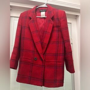 Harve Benard Red Checkered Women's Blazer
